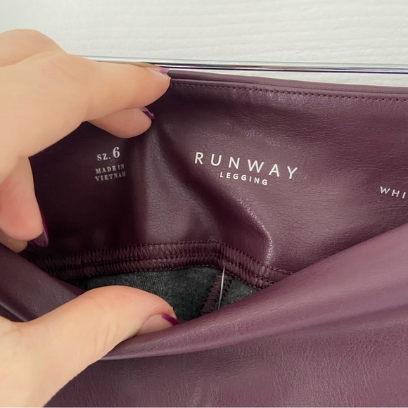 WHBM Runway Faux Leather Seamed Legging Size 6 NWT Reddish Purple Brown - Picture 5 of 10
